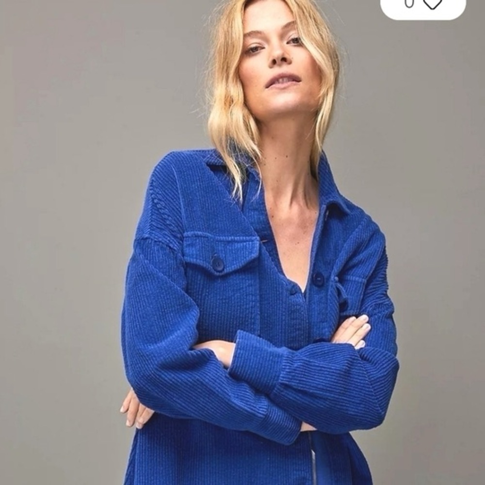 NWT Avec les filles tamra corduroy shirt jacket shacket small blue